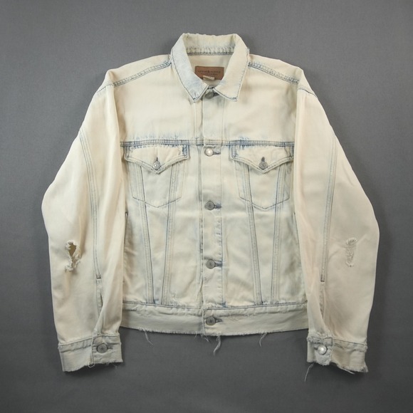 Denim & Supply Ralph Lauren Distressed Thrashed Beached Denim Jacket Men L Beach